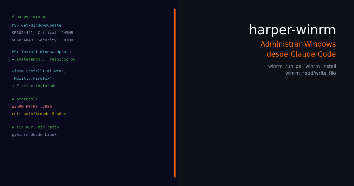 harper-winrm. Administrar Windows desde Claude Code